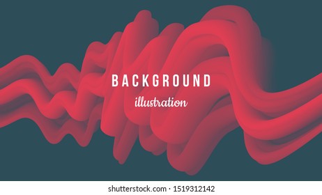 Abstract background illustration. Red blue gradient. Wavy fluid 3d form. Eps10 vector.