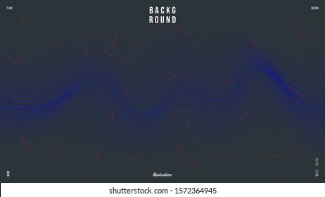 Abstract background illustration. Red starry sky and lines. Constellation. Colors name: medium blue, spanish crimson, eerie black. Creative concept. Eps10 vector.