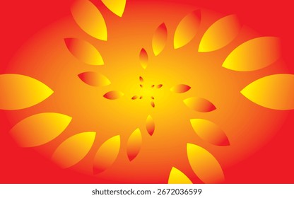 Abstrakte Hintergrundgrafik mit rotem und gelbem Farbverlauf in einem modernen floralen Muster. Perfekt für Dekorationen, Tapeten oder digitale Grafikprojekte mit einer warmen und energetischen Atmosphäre.