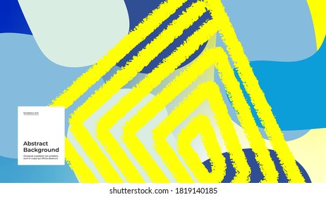 Ilustración de fondo abstracta. Formas rayadas y trazos monocromos. Fondo mínimo de color amarillo azul decorativo, fondo. Textura dibujada a mano, formas de flujo y gradiente. Vector Eps10.