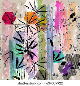 abstract background illustration, with strokes, splashes and geometric lines