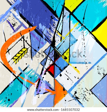 abstract background illustration, with strokes, splashes and geometric lines