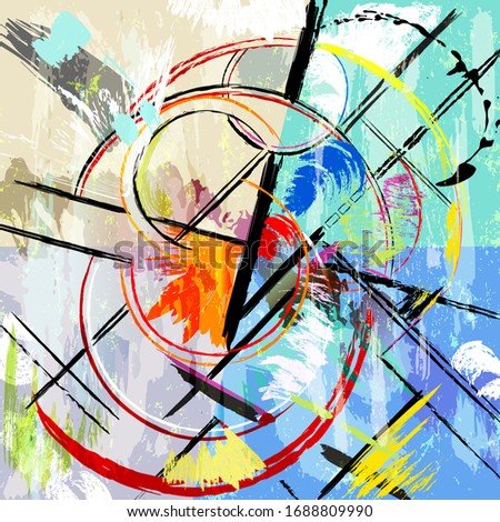 abstract background illustration, with strokes, splashes, circles and  geometric lines, grungy