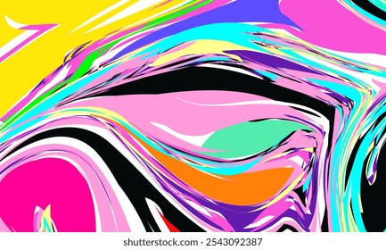 ABSTRACT BACKGROUND ILLUSTRATION TEMPLATE DESIGN VECTOR, VIBRANT MARBLING. COLORFUL BACKDROP. PSYCHEDELIC PAINT ABSTRACTION. MARBLE PATTERN
