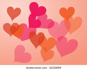 Abstract background illustration of various heart shapes