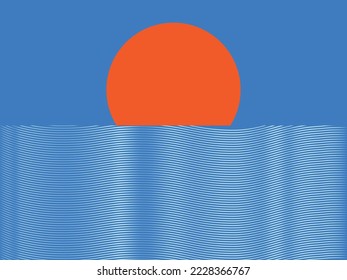 abstract background illustration vector orange circle and stripes with bright calm color