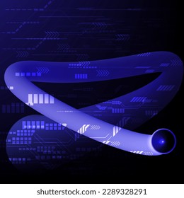 An abstract background image. of a 3D communication. On a black and blue glowing background