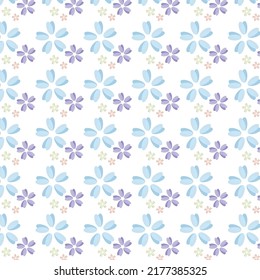 Abstract background image with blue flowers and little flowers neary with white background.Most of them are used as fabric,shirt,skirt,bag,tableclot,diy work,bed cover,baby diaper,gift wrap,dress,box.