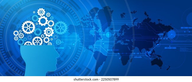 abstraktes Hintergrundbild, Gehirnmechanismus-Konzept, Hightech-Technologie und Kommunikationsnetz