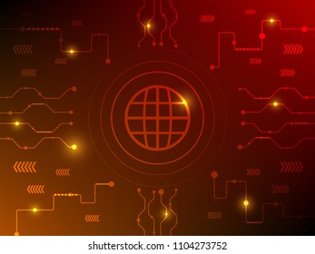 Abstract background image of the circuit and the earth. Technology concept. Vector illustration.