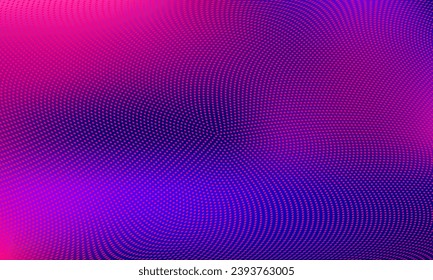 an abstract background image with flowing circular and curved arcs of dot patters, in bright saturated purples, violets, blues and magentas.