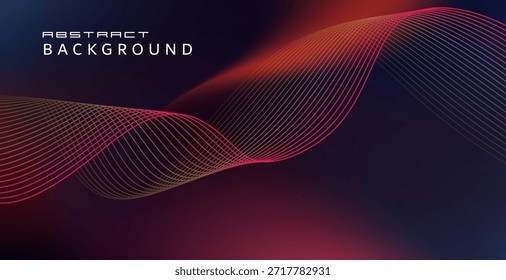 An abstract background image with flowing, wavy lines crisscrossing from the top left to the bottom right. The color gradient of red-orange-pink and blue-black creates a luxurious and modern atmosphere.
Colors: A dark navy background tone combined with a gradient of red, orange, pink, and blue gives the image a subtle depth.
Waves: Thin, overlapping curves form lines that flow through the image from left to right. The lines disappear when the colors are blended, creating fluidity and dynamism.
Lighting and Shadows: The gradient of brightness gives the center and ends of the wave lines a sense of dimension.