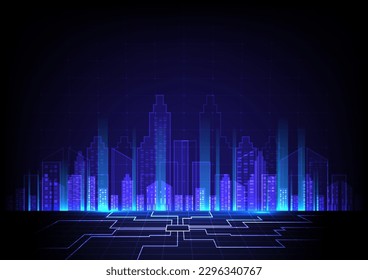 Abstract background image, future cyber technology city concept