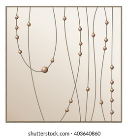 Abstract background with the image of hanging threads with beads