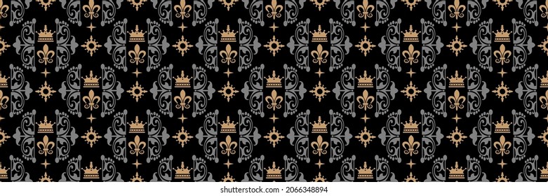 Abstract background image in Indian style with decorative elements on black background. Seamless background for wallpaper, textures. Vector illustration.