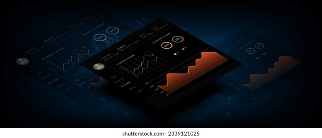 Abstract background image, infographic dashboard template with graph, chart design, data collection analytics elements
