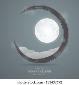 Abstract background with the image of the moon and clouds