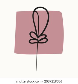 Imagen de fondo abstracta con forma cuadrada minimalista en color mudo y una rama con hojas. Ilustración vectorial para impresión, internet, postal, afiche, interior, textil.