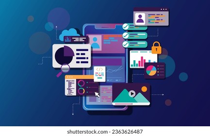 
Abstract background image, technology concept on mobile phone, smartphone. Graphical display of marketing financial statistics data