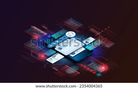 abstract background image technology concept on data analysis laptop charts and graphics Participation data collection development