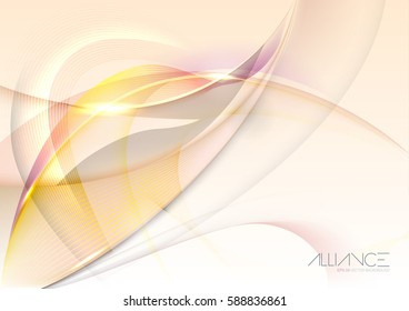 Abstract background image with waves and curves, orange-purple vector concept