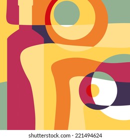 Abstract background with the image of a wine bottle. Template cover menu or wine list. Vector illustration