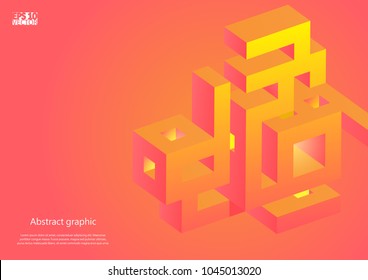 Abstract background with impossible figure. Eps10 vector illustration.