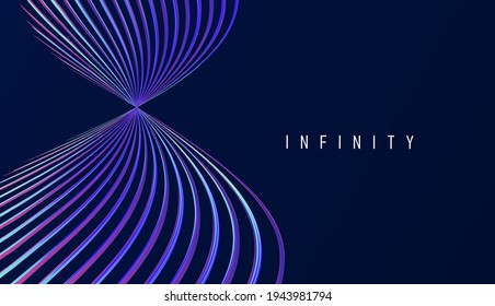 Abstract background with infinity symbol made of twisted neon light lines