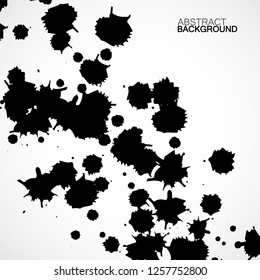Abstract background with ink blots. Black drops. Vector design