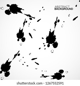 Abstract background with ink blots. Black drops. Vector design