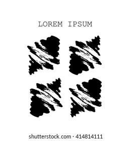 Abstract background. Ink brush strokes with rough edges. Dry brush illustration