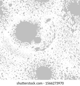 Abstract background with ink grey spots. Vector seamless pattern on a white background. 