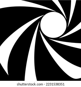 Fondo abstracto dentro de un cañón de armas. Interior espirado de un arma. logotipo de 007. Antecedentes abstractos.