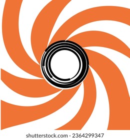 Fondo abstracto dentro de un cañón de armas. Interior espirado de un arma. logotipo de 007. Antecedentes abstractos.