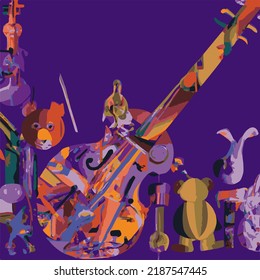 Abstract background of instruments and animals