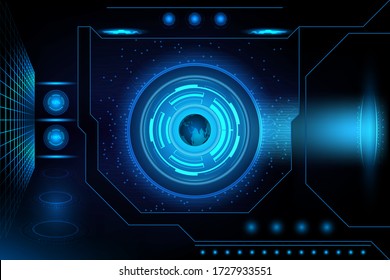 abstract background interface futuristic technology with electronic circuit line and globe.  vector illustration