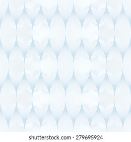 Abstract background from interlaced curves. Bright vertical oblong shape. Seamless vector pattern. Blue and gray colors.