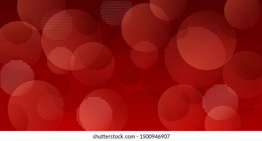 Abstract background of intersecting circles consisting of dots, in red colors