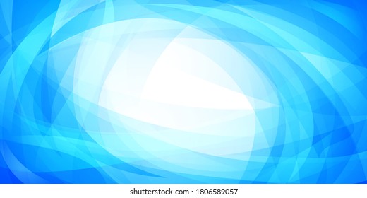 Abstract background of intersecting curves and bent translucent shapes in light blue colors