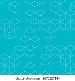 Abstract background with intersecting geometric cubic and hexagon shapes. Vector pattern of cubes. Techno illustration.