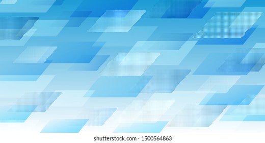 Abstract background of intersecting parallelograms consisting of dots, in light blue colors