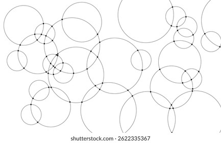 Abstract background with intersecting rings, circles and dots. Connection circles background. Minimal abstract background. Vector Illustration .EPS 10 . 