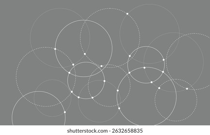 Abstract background with intersecting rings, circles and dots. Connection circles background. Minimal abstract background. Vector Illustration . EPS 20 . 