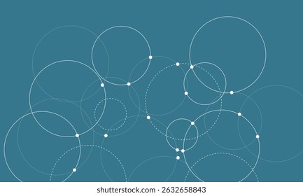Abstract background with intersecting rings, circles and dots. Connection circles background. Minimal abstract background. Vector Illustration . EPS 20 . 