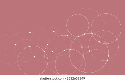 Abstract background with intersecting rings, circles and dots. Connection circles background. Minimal abstract background. Vector Illustration . EPS 20 . 