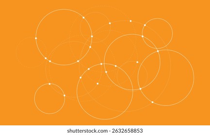 Abstract background with intersecting rings, circles and dots. Connection circles background. Minimal abstract background. Vector Illustration . EPS 20 . 
