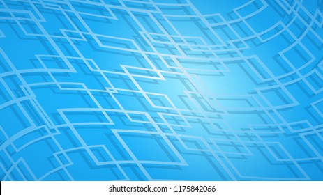 Abstract background of intersecting squares with shadows in light blue colors