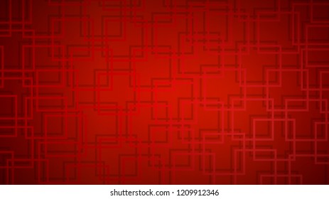 Abstract background of intersecting squares with shadows in red colors