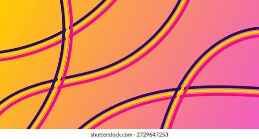 Abstract Background with Intertwined Curved Lines and Vibrant Gradient Colors