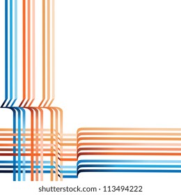 Abstract background of interwoven colored stripes on a white background
